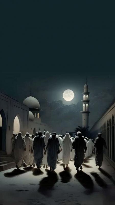 Mezzaluna islamica dorata su sfondo scuro